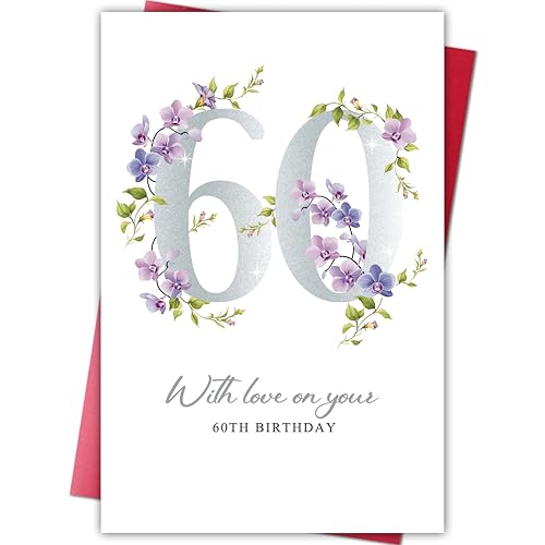 Cheeklee 60th Birthday Card for Men Women, Elegant Happy Seventieth Greeting Card with Love, Thoughtful Birthday Gift for Mom Dad Grandma Grandpa Friend