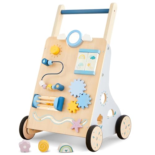 Image of Beright Wooden Baby Walker, Wooden Baby Push Walker, Learning Activity Toys, Baby Push Toy Multiple Activities Center, Gift for Birthday, Christmas and New Year