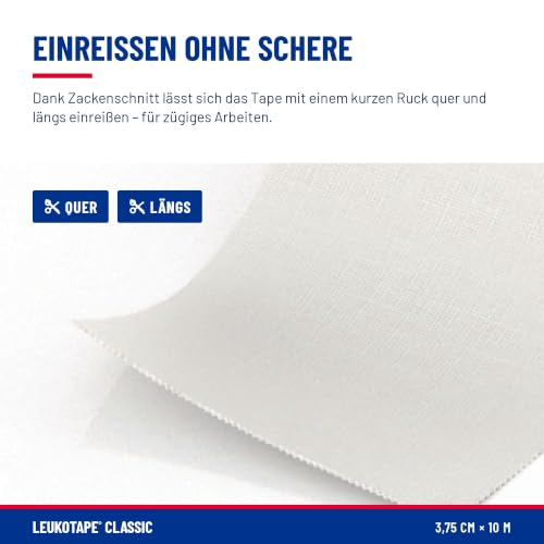 Leukotape Classic Sporttape 3,75cm x 10m weiß Knöchel Knie Sport – Ansicht 4
