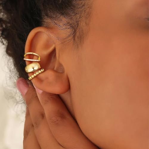 Image of Ear Cuffs Non Piercing 14K Gold Plated Ear Cuff Earrings for Women Trendy Clip on Cartilage Earring Stacks Non Pierced Adjustable Fake Earrings Set Jewelry Christmas Gift 2026 Stocking Stuffers