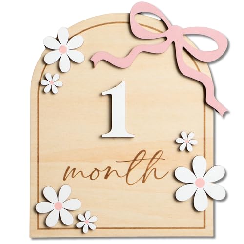 Image of Baby Monthly Milestone Sign,1-12 Monthly Baby Milestone, Month Milestone Baby Girl, Baby Months Milestone, Newborn Photography Props Double-Sided (B14)