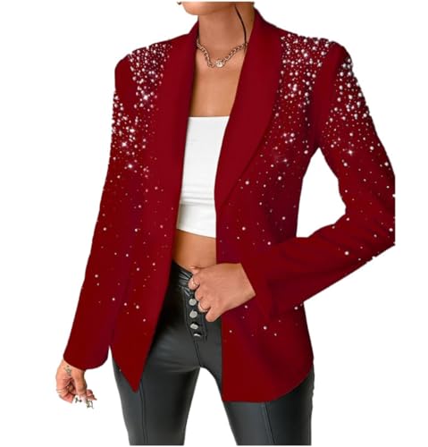 Women Pearl Blazer Dresses Fashion Casual Bubble Bead Suit Women's Blazer Slim Suit Jacket Women's Tops