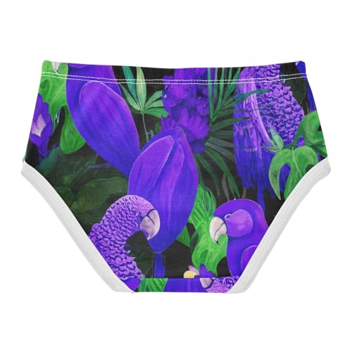 Bright Purple Parrots Green Leaves Girls Underwear Toddler 2t Cotton Girl Panties Cute Personalized Briefs Girls Undies2