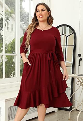 Image of TASHVIKA'S Women's Plus Size Flowy Wrap Ruffle Maxi Dress