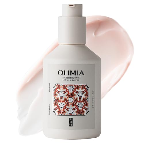 OHMIA Korean Red Bean Body Lotion - 24-Hour Hydrating Moisturizer for Dry Skin with Peptides & Hyaluronic Acid for Smooth Sensitive Skin Women & Men - Vegan & Cruelty-Free - 8.45 fl oz