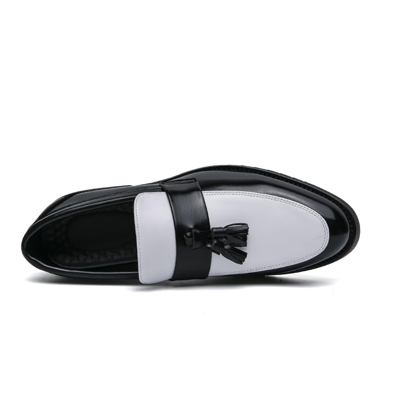 Image of HuitJours Men Two Tone Colors Penny Loafer Slip On Pull on Dress Shoes Casual Boat Shoes Moccasins