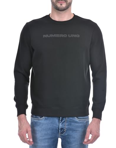 Image of Numero Uno Mens Blue Typographic Round Neck Brushed Fleece Sweatshirt