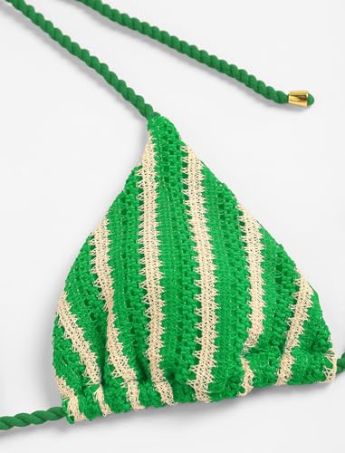 Image of ZAFUL 2 Piece Triangle Bikini for Women Knitted Rope Halter Bikini Sets Sexy Bathing Suit Side Tie Swimsuits Beachwear