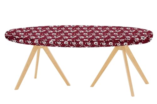 Image of The Furnishing Tree Elastic Oval Dining Table Cover WxL 35x63 in Inches Polyester Floral Pattern Dark Brown