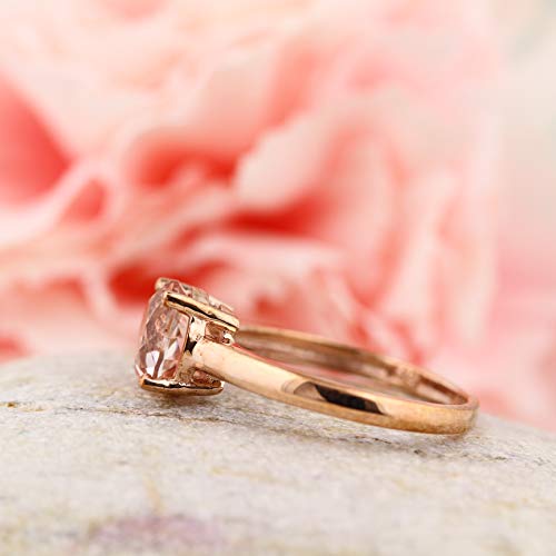 GNGJewel 2.00ct Simulated Morganite Round Halo Engagement Ring In 10K Rose Gold4