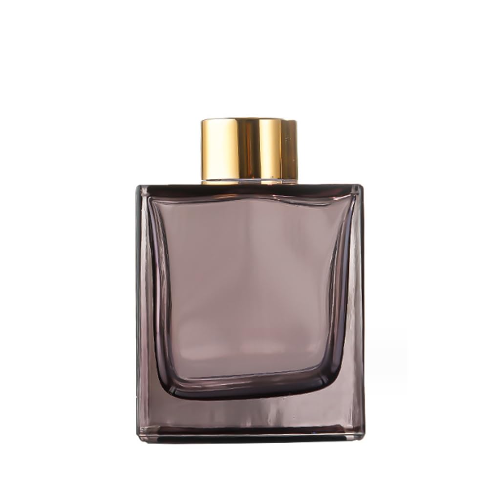 150ML/5OZ Square Glass Diffuser Bottles with Gold Caps Modern Fragrance Glass Reed Diffuser Bottles Aromatherapy Bottle Diffuser Jar Flower Bud Vases Fragrance Accessories(Brown)