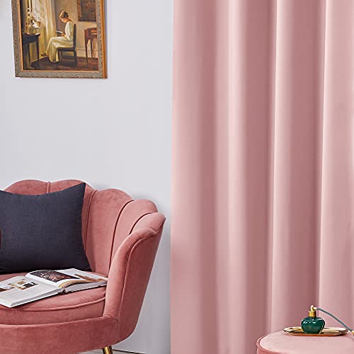 Deconovo Thermal Insulated Blackout Curtains, Noise Reducing Window Drapes 2 Panels, Grommet Window Shades For Adults Bedroom, Each 42X95 In, Coral Pink #TOP3
