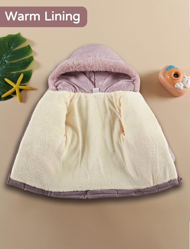 Happy Cherry Kids Girls Winter Fleece Jacket Toddler Fur Hooded Puffer Padded Down Dress Coat Outwear2