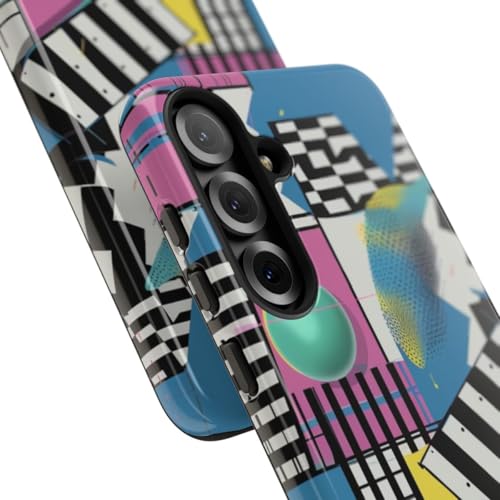 Coque Samsung S25 Plus multicolore géométrique rigide et résistante aux rayures