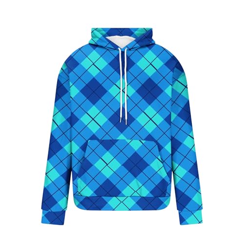 Finelylove Mens Hoodie Winter Fleece Plaid Print Hooded Sweatshirt Fall Casual Loose Fit Holiday Outdoor Streetwear Pullover4