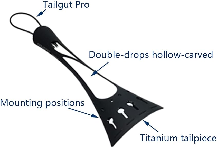 French Style Titanium Tailpiece Set for violin with Titanium tailgut Pro, Optional with or without fine tuners (Without Fine Tuner)