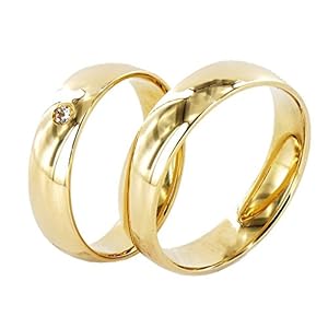 JC Trauringe Goud 585 Paar Prijs Gepolijst I Droomachtige Trouwringen breed 5mm I Unieke Partner Ringen Geel Goud met gravure in edel doosje I 2 Trouwringen Heren Ring & Vrouwen Ring met Steen I J901