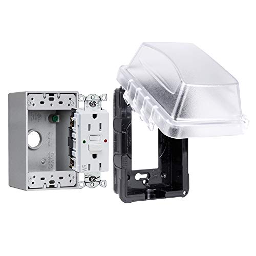 taymac mkg410cs, 1-Gang, komplettes Set, Hubbell WR/TR 15 Amp Self Test GFCI feldüberprüfung, Standard, Box, Köcher, grau Cover