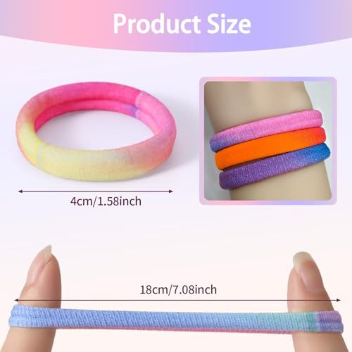 Image of Bessrung 100PCS Gradient Rainbow Elastic Hair Ties No Damage for Women Girl | Seamless Hair Elastics, Snag-Free Hair Bands for Thick Thin Hair, Strong All-Day Hold, Hair Accessories for Everyday Use