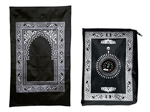 Tapete de oración portátil Abiyou 60cm x 100cm negro miniatura 1