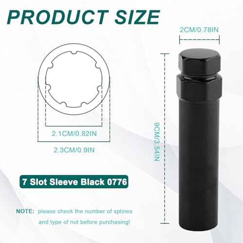 Image of 7 Spline Lug Nut Socket,Wheel Lock Key Removal Tool,Replacement for Aftermarket 7Spline Lug Nuts for 19 mm (3 /4 Inch) & 21 mm (13 /16 Inch) Hex Socket Wrench (7 Spline)