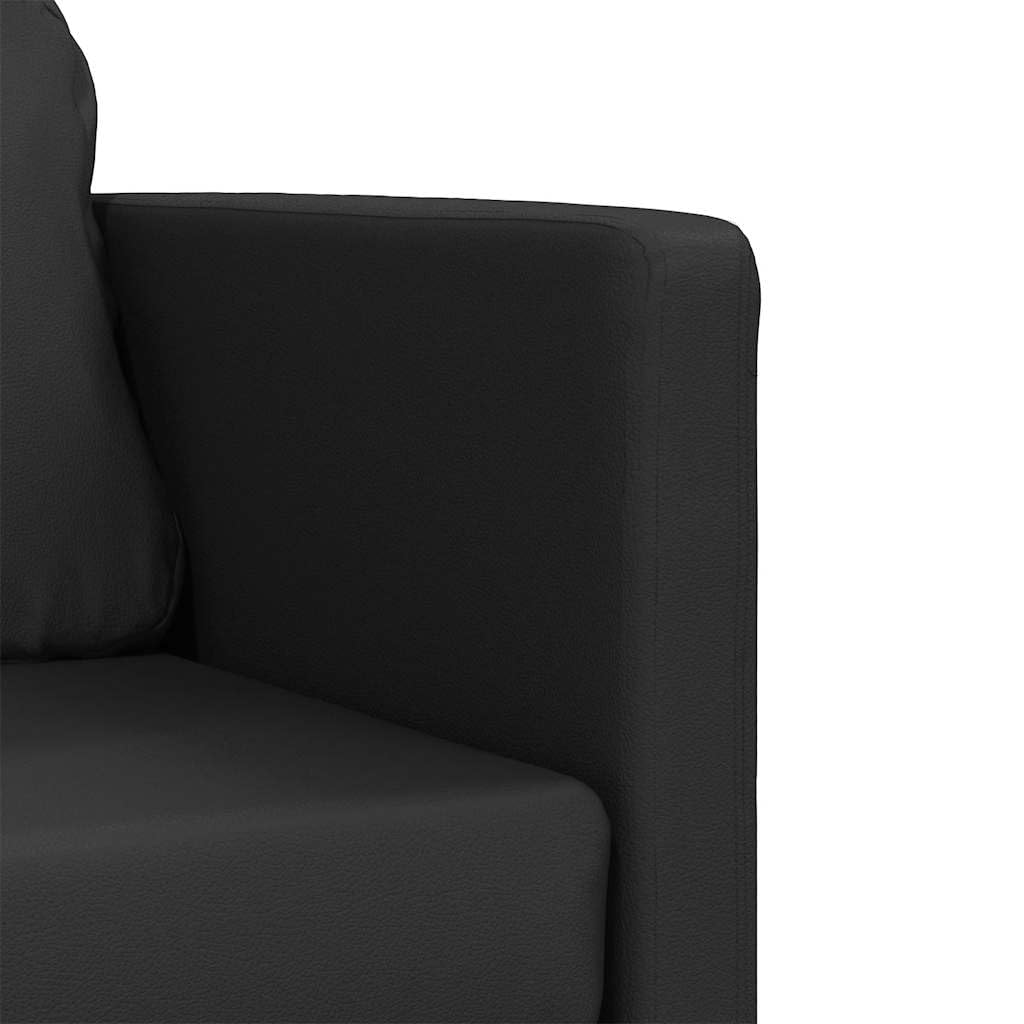 Sofá de suelo, convertible, negro, 112 x 174 x 55 cm, de cuero sintético, moderno, pequeño sofá de 2 plazas, para salón, dormitorio adolescente, estudio