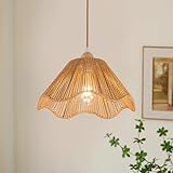 D12.5 Inch Boho Light Fixtures Boho Rattan Pendant Light Flush Mount Mini Chandelier Woven Hanging Light Fixture for Bedroom Hallway Entryway Nursery Kitchen Island