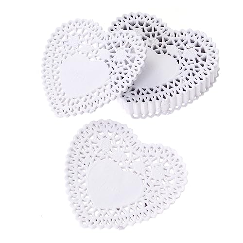 PRETYZOOM Valentine's Day Cake Oil Absorbing Paper Doilies Heart Shaped Decorative Tissue Paper 250pcs for Dessert Table
