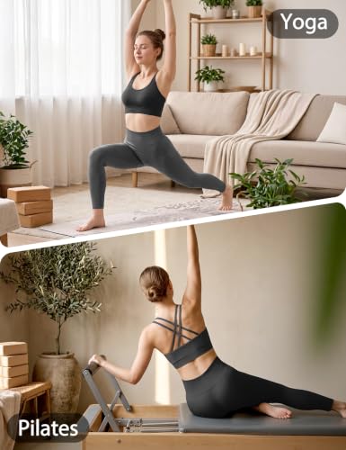 Image of VEQKING Strappy Cross Back Sports Bra for Women Removable Padded Yoga Bras | Multipack, Medium Support, Comfortable Seamless Wireless Design, Breathable Moisture-Wicking Fabric, Workout, Gym, Pilates