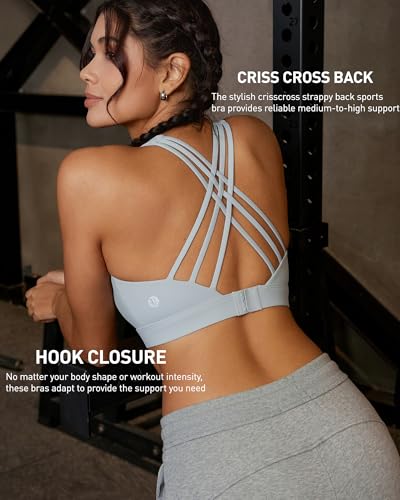 Image of RUNNING GIRL Sports Bras for Women,Crisscross Back High Impact Sports Bra with Hook Closure Workout Supportive Bra