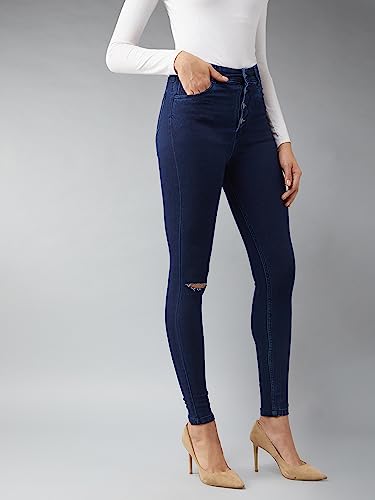 Image of Dolce Crudo Women's Skinny High Rise Bleached Cropped Stretchable Denim Jeans