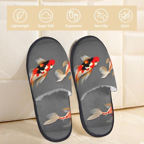 Traditional Koi Carps With Spots Furry Slippers - Full Design, Soft Plush & Eva, Warm & Comfy, Travel-Friendly, Indoor Use, M Sizes4