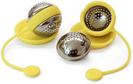 Tea Infuser (2 pack) – Reusable Tea Bag for Loose Leaf Tea - Flexible Long Silicone Handle Stainless Steel Ball Infuser with Drip Tray -– Prepare the Perfect Cup of Tea with Our Tea Accessories