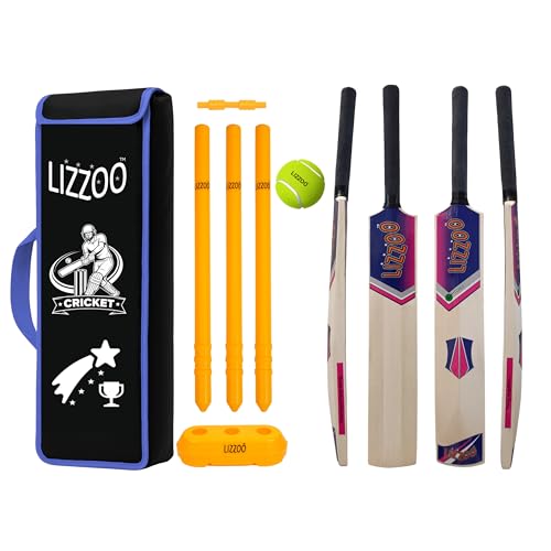 Image of Full Size Kids Beginner Cricket Kit with Natural Wooden Bat | Complete Cricket Set for Boys & Girls (5-10 Years) | Bat, Ball & Wickets | Outdoor Sports Toy |Birthday Gift for Kids