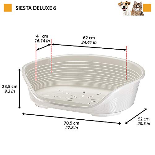 Ferplast Hundebett Katzenbett Kunststoff-Hundebett Medium Hundeliege waschbar Hundekorb atmungsaktiv rutschfest Siesta Deluxe, 62 x 41 x h 23,5 cm, Grau