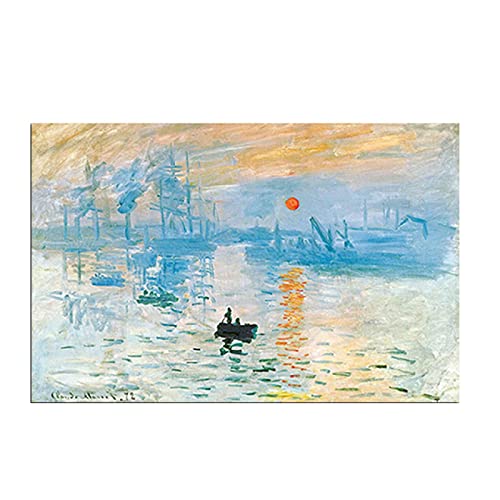 Peinture Claude Monet Impression Soleil Levant affiche sur toile 60x84cm pour salon