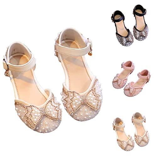 Girls Dress Shoes Bowtie Crystal Shoes Performance Shoes with Satin Ankle Tie for Wedding Size 6 Toddler Sandals3