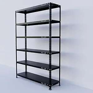 Menage Slotted Angle Rack with Shelf Shelving Unit Multipurpose Rack (Black) (6 Shelf, 87 X 48 X 12 Inch)(22 Gauge Shelves,16 Gauge Angles)