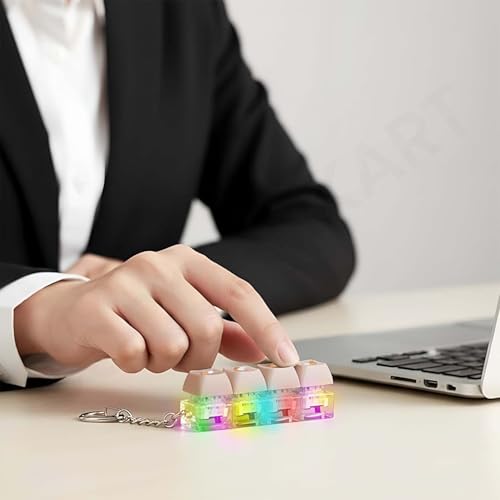 Image of 4 in 1 Cute Cartoon Lighting Keyboard Fidget Toys Adults Fidget Keyboard Clicker with LED Light Keychain Sensory Toys for Anxiety Stress Relief (Cute Couple Bear)