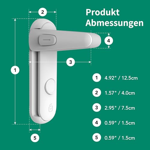 Moonybaby 2 Stück Kindersicherung für Türklinken, Türgriff Sicherheitshebel, Kindersicherung Tür, Kein Werkzeug, Einfache Bedienung, Keine Rückstände