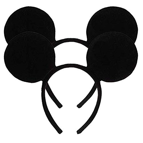 FANYITY Mouse Ears Headbands Sequin Hair Band for Girls Women Boys Party, 2 Pieces (Black)