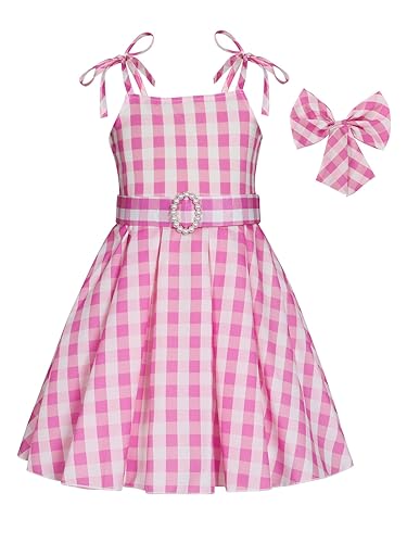 Febbabe Disfraz de cosplay de película, vestidos a cuadros para niñas, traje vintage para niños, disfraz de cumpleaños, Halloween, vacaciones, fiesta, juego de rol, ropa de 4 a 5 años