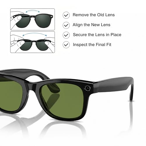 Image of YEIN Replacement Lenses for Ray-Ban Meta RW4006 /RW4012(50mm), Photochromic /Blue Light Blocking /Polarized Sunglasses Lenses