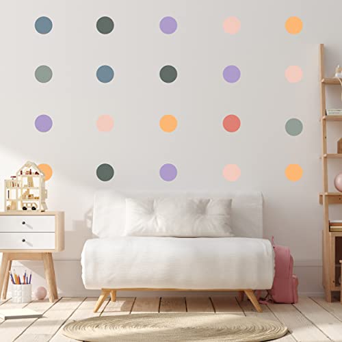 Decalcomania 42 Pieces 3" Polka Dots Wall Sticker Circle Wall Decal For Kids Bedroom, Classroom, Playroom Decor - Removable Vinyl Wall Stickers Dots 7 Neutral Colors #TOP1