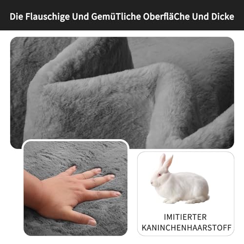 Sour Lemon Teppich Wohnzimmer 120x160cm,Anthrazit Weich Teppiche Kunstfell – Ansicht 2
