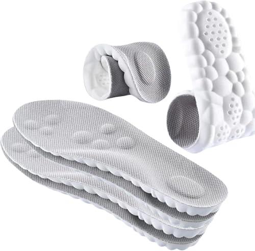 Image of 2 Pairs 4D Cloud Technology Insole - Super Soft Comfort Insoles, Soft Foot Protection Cloud Feeling Insole, U-Shape Memory Foam Insoles (Gray, Men: US 11.5-13)