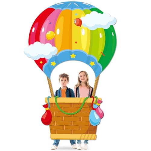 Hot Air Shaped Photo Prop Selfie Frame Back to School Backdrop Party Decoration Balloon Kids Schools Photo Booth Welcome Party Banner Supplies for Students Kids Birthday Baby Shower Parties Sign