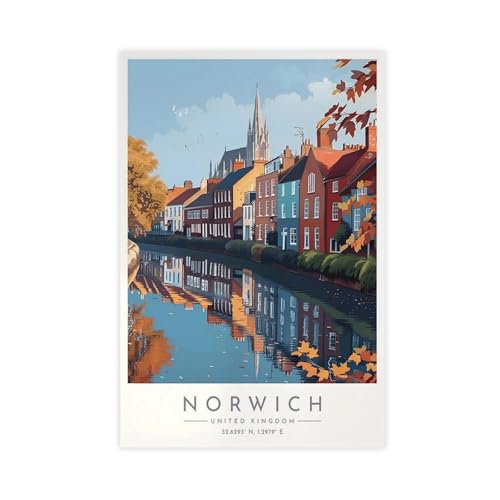 Poster de voyage Norwich pour décoration salon et chambre