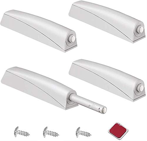 Magnetic Push Latches for Cabinet 4 Pack Recessed Cabinet Push Open Latch Push Touch Latch for Drawer Heavy Duty Push Release Latch Push to Open Latch for Kitchen Closet Door Closing(White)