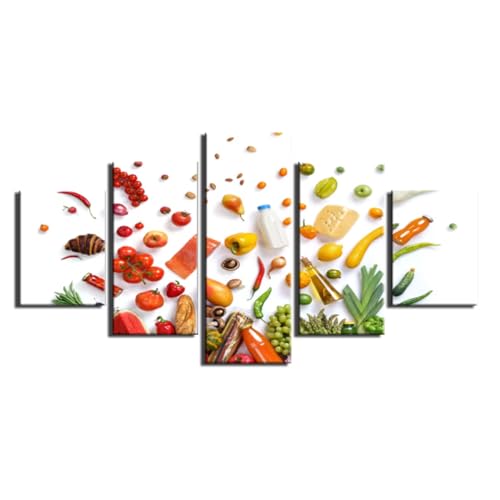 Art mural pain et légumes en 5 pièces : impressions HD sur toile 30x40 30x60 30x80cm